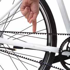 To align the rear wheel with the frame, tighten the other belt tension adjuster screw, located on the opposite side.