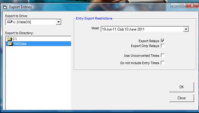 Export Entries into MM Once all swimmers have been entered into their events, you need to export the entries into MM and