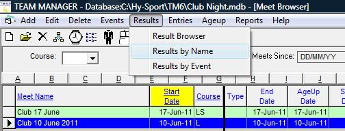Below, although not part of the procedure of importing results, is an example of the results imported from the Club Night.