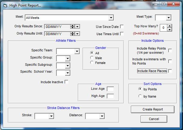 In TM from the main menu, select Reports > Performance Reports > High Points 2. In Top How Many?