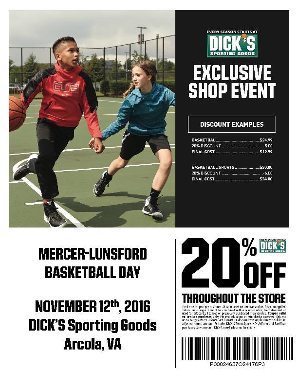MLBL Nights at Dick s Sporting Goods MLBL Shopping Event at Dick s in Arcola Saturday, November 12, 2016 Available for
