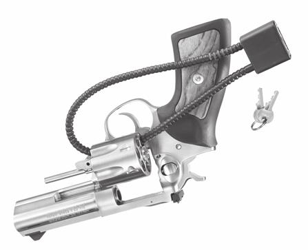 3. Insert the cable through the cylinder as shown in Figure 3a. For.22 LR GP100 Revolvers: Apply the lock by placing the cable through the frame and trigger guard as shown in Figure 3b.