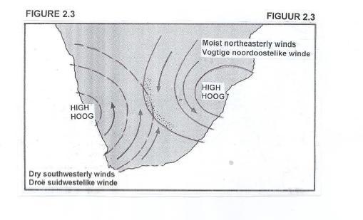Figure 3.1. X-ERCISE QUESTIONS Question 1: The Kalahari high-pressure cell causes a subsidence inversion over the South African interior.