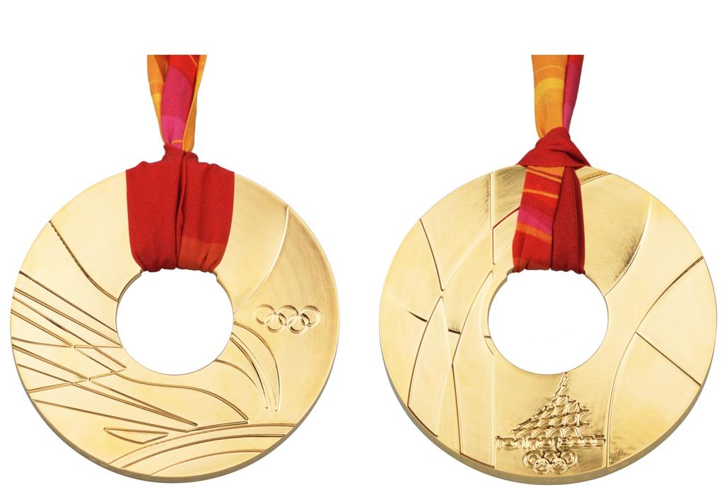 TURIN 2006 On the obverse, the graphic elements of the Games. On the reverse, the pictogram of the sports discipline in which the medal was won.