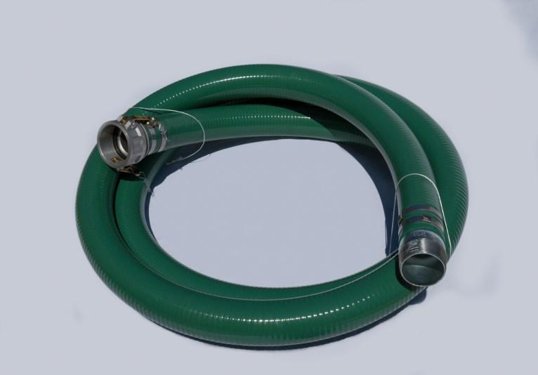 GREEN PVC SUCTION HOSE ASSEMBLIES GREEN PVC SUCTION WITH FEMALE CAMLOCK x MALE PIPE THREAD 1-1/2" X 20 FT. (INCLUDES FEMALE CAMLOCK & KING NIPPLE) 2" X 20 FT.