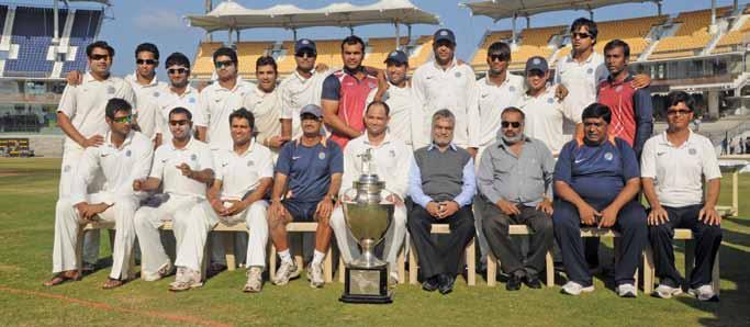 SENIOR DOMESTIC CRICKET RANJI TROPHY Rajasthan, the Ranji Trophy winners, 2011-12: Sitting Row ( Left to Right): Pankaj Singh, Vineet Sexena, Aakash Chopra, Amit Asawa (Lead Coach), Hrishikesh