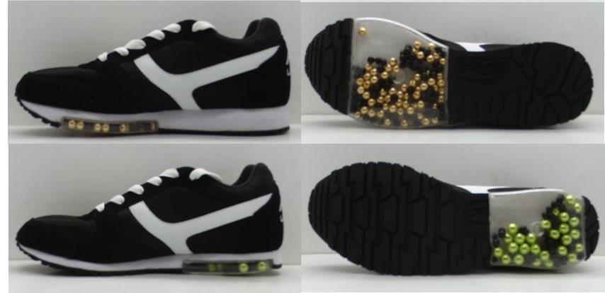 Figure 3.2. The ball shoe prototypes: LN P2-FF (top) and LN P2-RF (bottom). 3.4.2. Balls and gel prototypes To make improvements to the ball shoes, a commercial unstable shoe model, the Bubble Gym shoe (Figure 3.