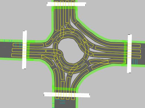 The figure below Figure-33 shows the reduced speed area on the protected intersection that is incorporated with the turbo roundabout.