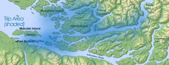 The 200+ islands of the Broughton Archipelago have been frequented for millennia by three communities of killer whales (salmon eaters, mammal eaters and offshore whales).