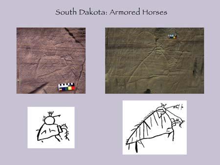 site is shown as full of hatched lines so the interior aspects of the horses and shield riders are hidden, but in both cases the feet of the horses are outside the armor.