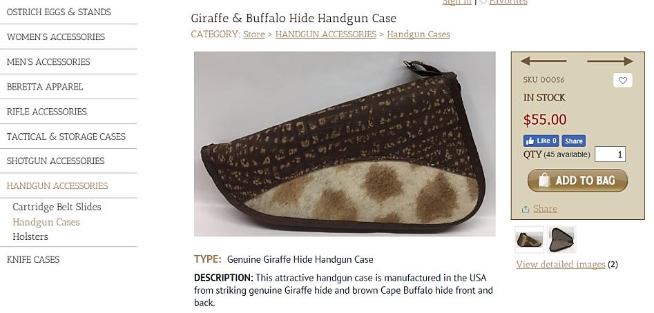 Source: African Game Industries, Giraffe & Buffalo Hide Handgun Case. 22 Source: Atlantic Coral Enterprise, Inc.