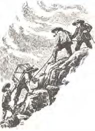 Risba levo prikazuje vzpon Bosia in pomočnikov z vso merilno opremo na vrh Triglava, risba desno pa Antona Korošca, Bosia in njegovega pomočnika ob hudem neurju, ki jih je zajelo na vrhu Triglava.