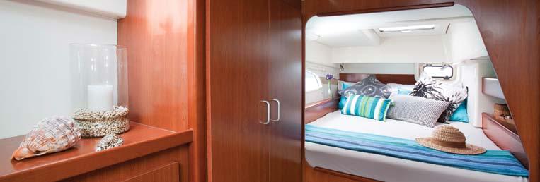 Amenities include washbasin with mixer tap, shower with adjustable shower head, corian vanity unit and marine toilet.