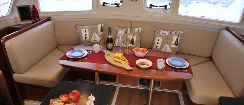 aft-facing galley with plenty of room to circulate.
