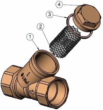 RANGE : Strainer threaded female BSP cylindric from DN 3/8 to DN 4 for Ref.