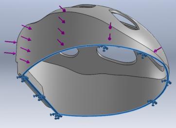 Kenaf fiber was the main material used for this work. Static force was applied to the helmet model as a main loading to simulate oblique loading occurring on the helmet.