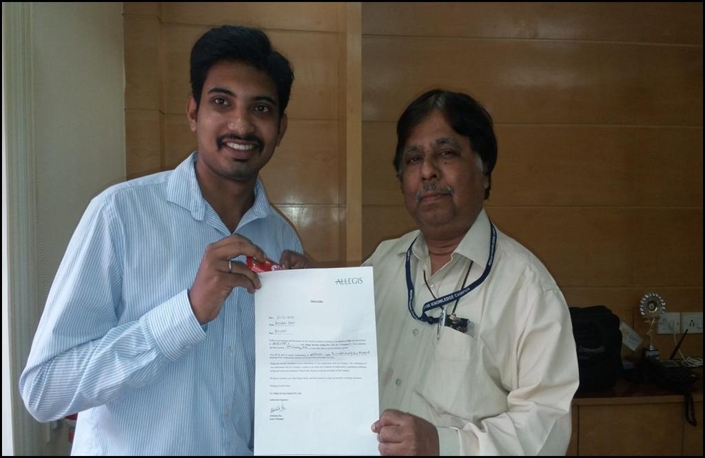 Gourav has been selected in Allegis Group, Bangalore.