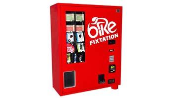 FULL SIZE WALL MOUNTED VENDING MACHINE VENDING MACHINE TUBE RECYCLING Designed to vend emergency bicycle repair parts and accessories Remote auditing via cellular network allows