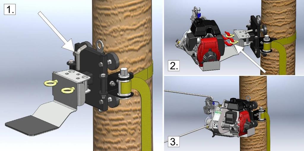 3) Figure 3: Wrap the rope around the drum and start winching. The winch will align itself automatically with the load.