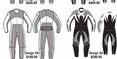 on the suit type and the options you