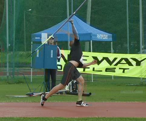 Release point of the javelin Distance between the