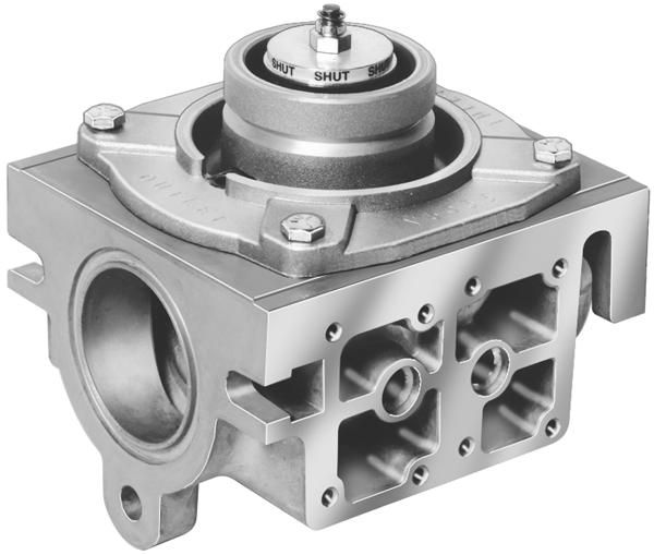 V097B Valve has a characterized guide and in combination with the V40, V40 and V90 Fluid Power Actuators, provides slow-opening, HI-LO-OFF, and modulating functions, respectively.