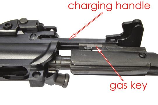 Insert the GAS KEY into the CHARGING HANDLE (see FIGURE 41). FIGURE 41 16 FIGURE 42 11.