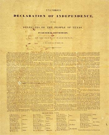 Texas Declaration of Independence March 2, 1836 (Texas Independence Day)