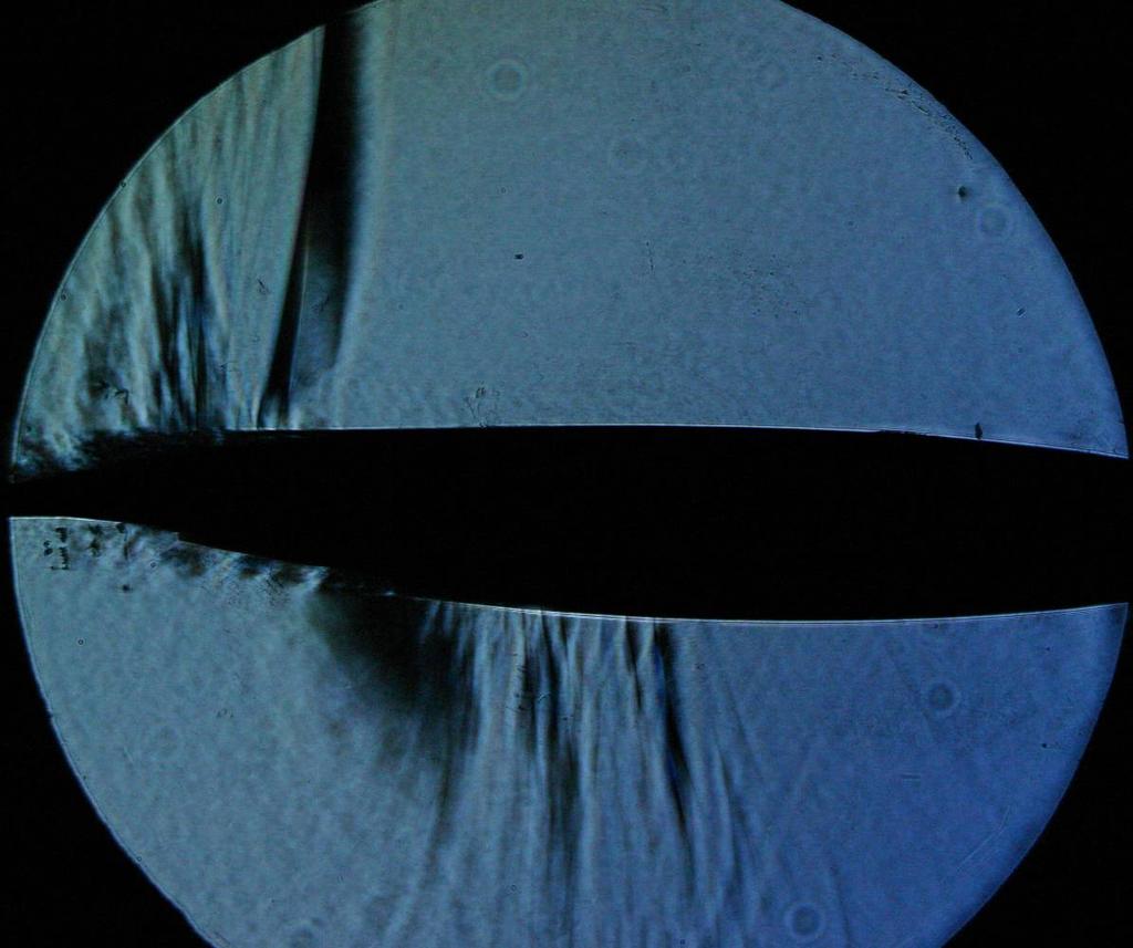 Results using New Strut (Choked Airfoil) While the flow characteristics and Schlieren image remained relatively unchanged during the course of a test run with the original strut, the images captured