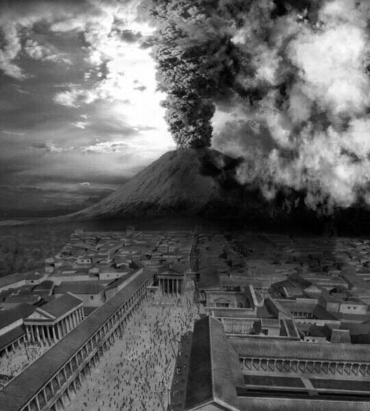 Pompeii wasn't as fortunate. A great black cloud, described by the writer Pliny the Younger, rolled across the countryside and the city like a river of death.
