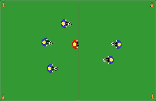 Place cones 2 steps apart 4. The players should play 2 touches passing between the cones. Teaching points Players receiving the ball should get in the path of the ball before it arrives.