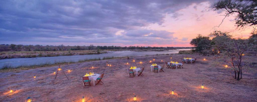 dinner, or wonder at hippos emerging for their night time saunter as you enjoy a four