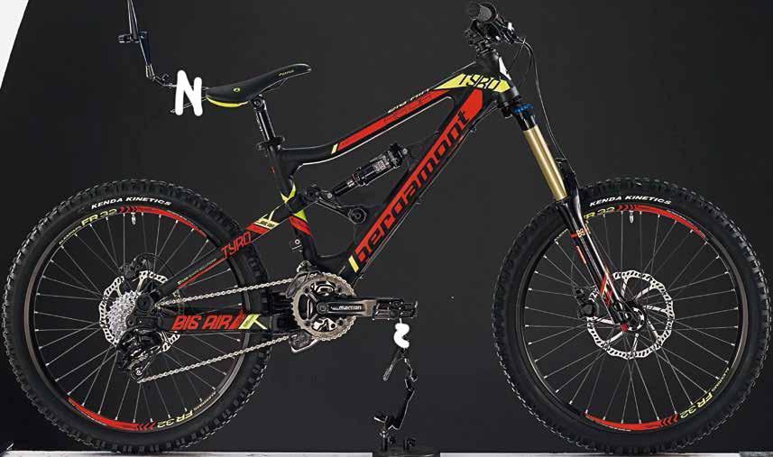5 9-speed Drive Train FULL SUSPENSION BIG AIR TYRO 24" FRAMESIZES 38 CM COLOUR BLACK / RED / NEON YELLOW (MATT) FRAME 24" MTB, 6061 ALLOY ULTRA STRONG TUBING, T4/T6 HEAT TREATED, DOUBLE BUTTED,
