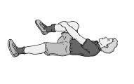 Hip Flexor Test Instructions: Lie on your back with both legs extended. Place your arms around one knee and gently bring it towards your chest.