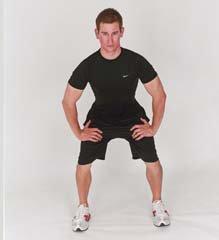 Back #3 Start by flexing your knees and placing both hands on your thighs.