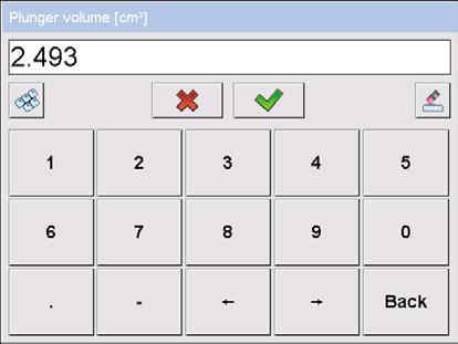 display used to enter the sinker volume. Sinker volume Tap < Volume of plunger >.