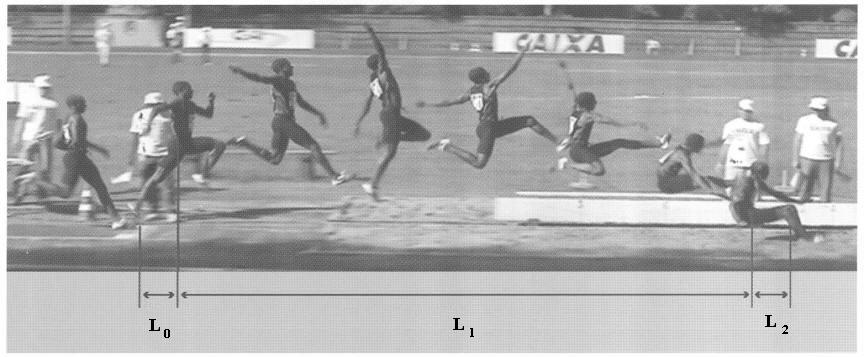 Theoretical Model To facilitate the study of long jumps, it has been proposed to split the total distance jumped into partial distances, and then to identify the determining factors for each.