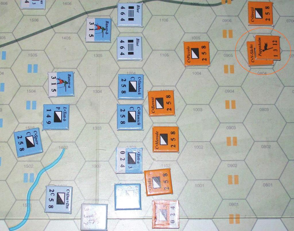disorder. However, none of General Baner s units recover from disorder. In the Center, the Swedish artillery fires effectively, leaving some of the Imperial infantry units in disorder.