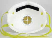 Electrostatically-charged filter media provides low inhalation breathing resistance. Latex-free, staple-free head straps for comfort and safety. Soft foam nose cushion.