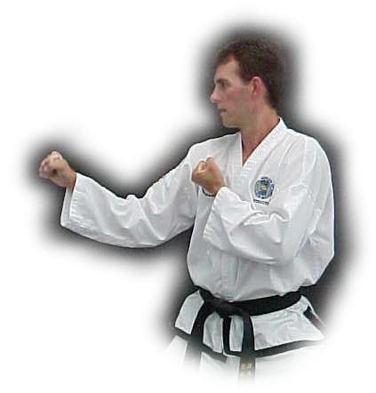 Rules for a guarding block: Keep the blocking tool half facing the target at the moment of blocking. Bring the opposite knifehand or side fist in front of the chest 3 centimetres from the body.