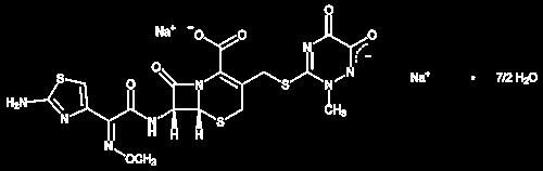 0]oct-2-ene-2-carboxylic acid, 7-[[(2-amino-4- thiazolyl)(methoxyimino)acetyl]amino]-8-oxo-3-[[(1,2,5,6-tetrahydro-2-methyl-5,6- dioxo-1,2,4-triazin-3-yl)thio]methyl]-, disodium salt,