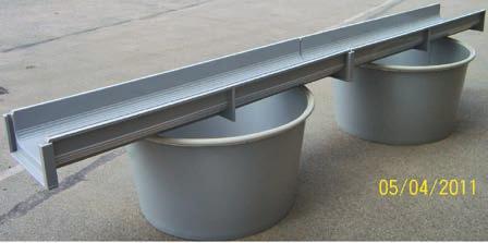 TRANSPORT AND GRADING TROUGHS Transport and grading troughs are used for grading fish in the catch. It is made of polypropylene copolymer with UV stabilizer.