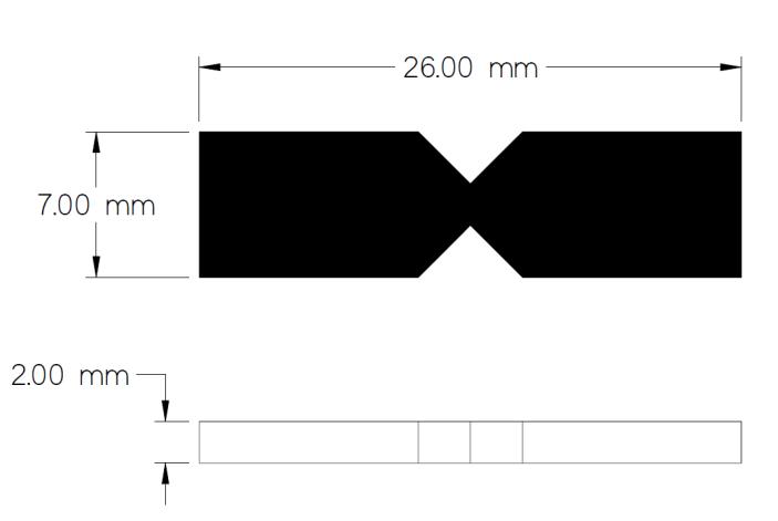 is cut into a Bow-Tie shape. Maximum length: 6.00mm Minimum width: 7.00mm Maximum thickness:.