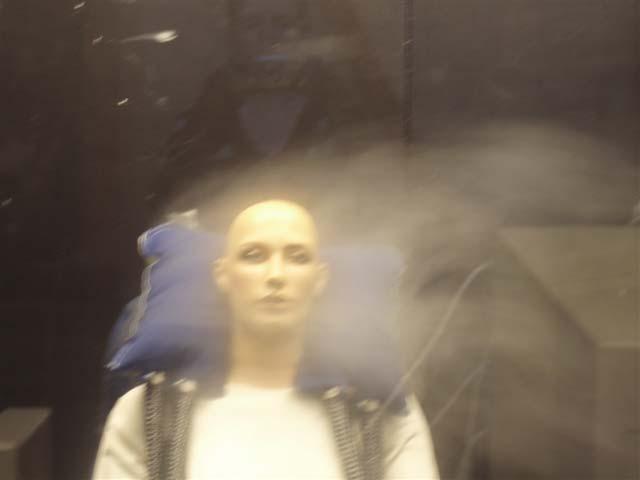 Figure 5. Smoke picture showing the distribution of clean air around the breathing zone of the manikin, and the effectiveness of the system.