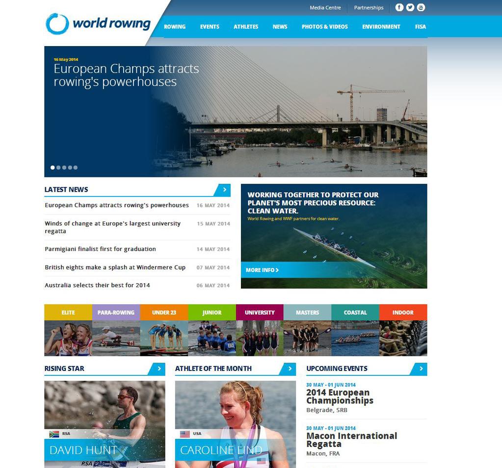 1.3 Where to find using www.worldrowing.com The new look of worldrowing.