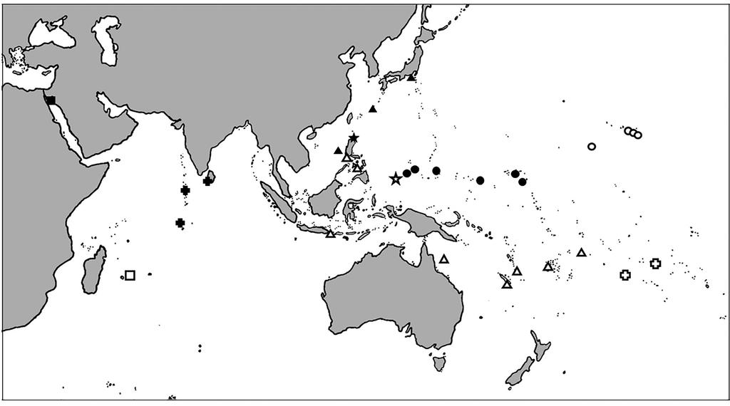 Okinawa and the Izu Peninsula, Japan, but has since been collected from Scarborough Shoals, South China Sea, western Philippines, by aquarium fish collectors (Figure 8F). FIGURE 6.