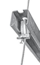 Once the KV assembly bracket is attached to the duct, the wire rope drop is passed into the entry hole at the top of the bracket, through the cable lock, and out the exit hole at the bottom.