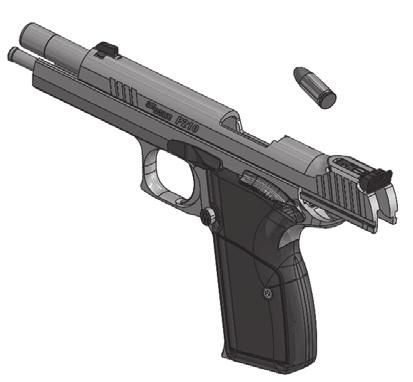 6.1 Unloading the Pistol (Magazine Not Empty) 1. Keep the muzzle pointed in a safe direction. 2. Depress the magazine catch and remove the magazine. 3.