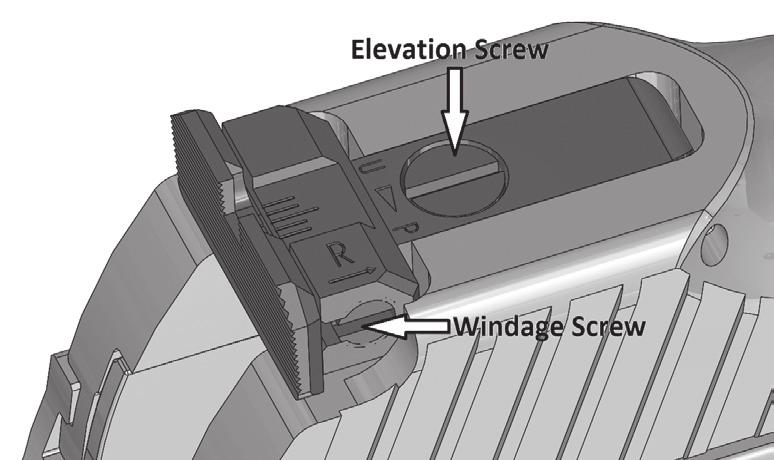conjunction with the stadia lines on the rear sight base, rotate the windage screw in the appropriate direction to