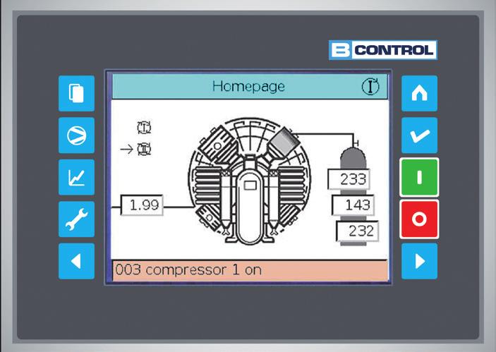 BAUER KOMPRESSOREN COMPRESSORS FOR INDUSTRY HIGHLIGHT FEATURES 11 B-CONTROL II As well as supporting the control and monitoring of important unit functions, the B-CONTROL II1 also features